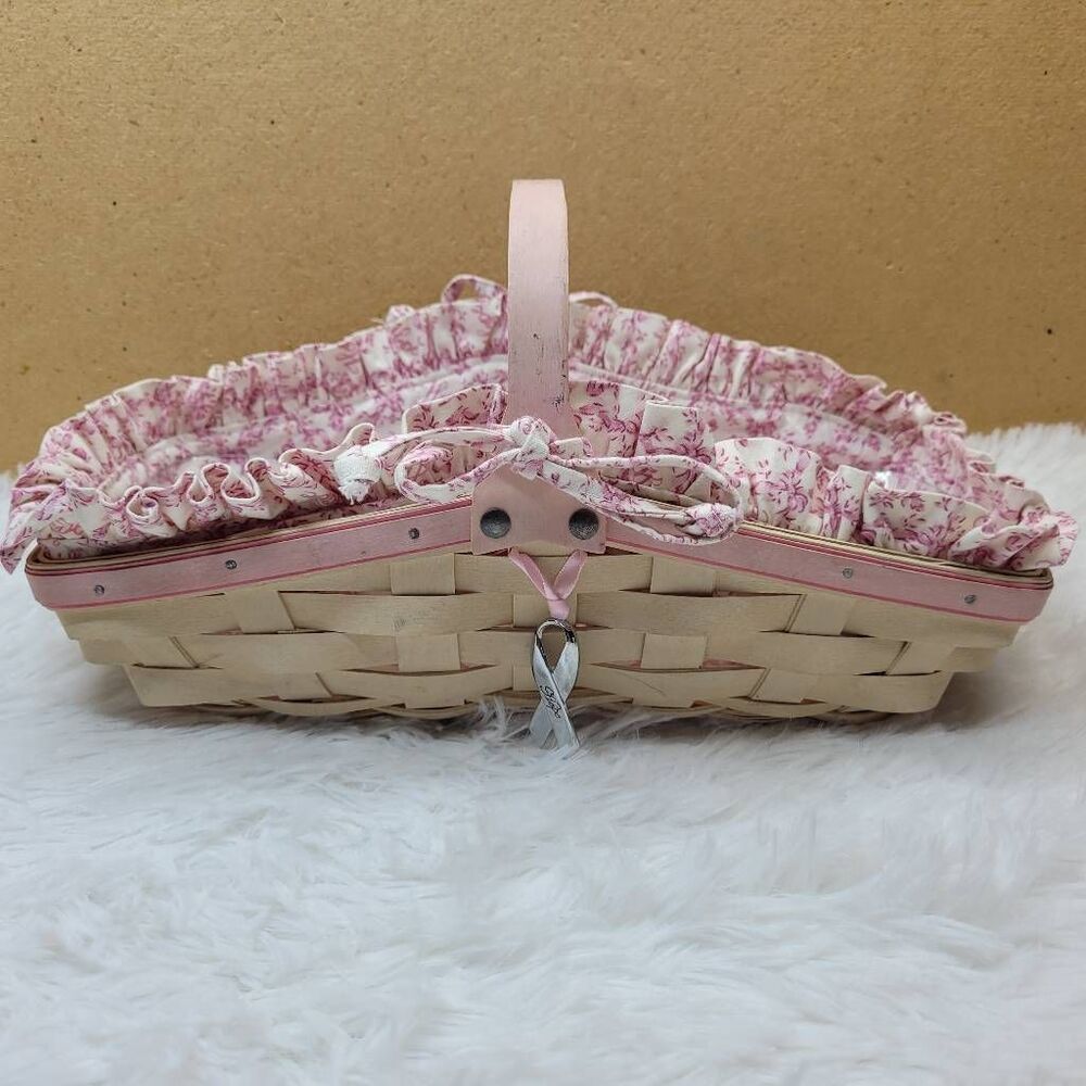Longaberger Horizon of Hope Rosebud Basket w/ Liner, Tie-On and Protector